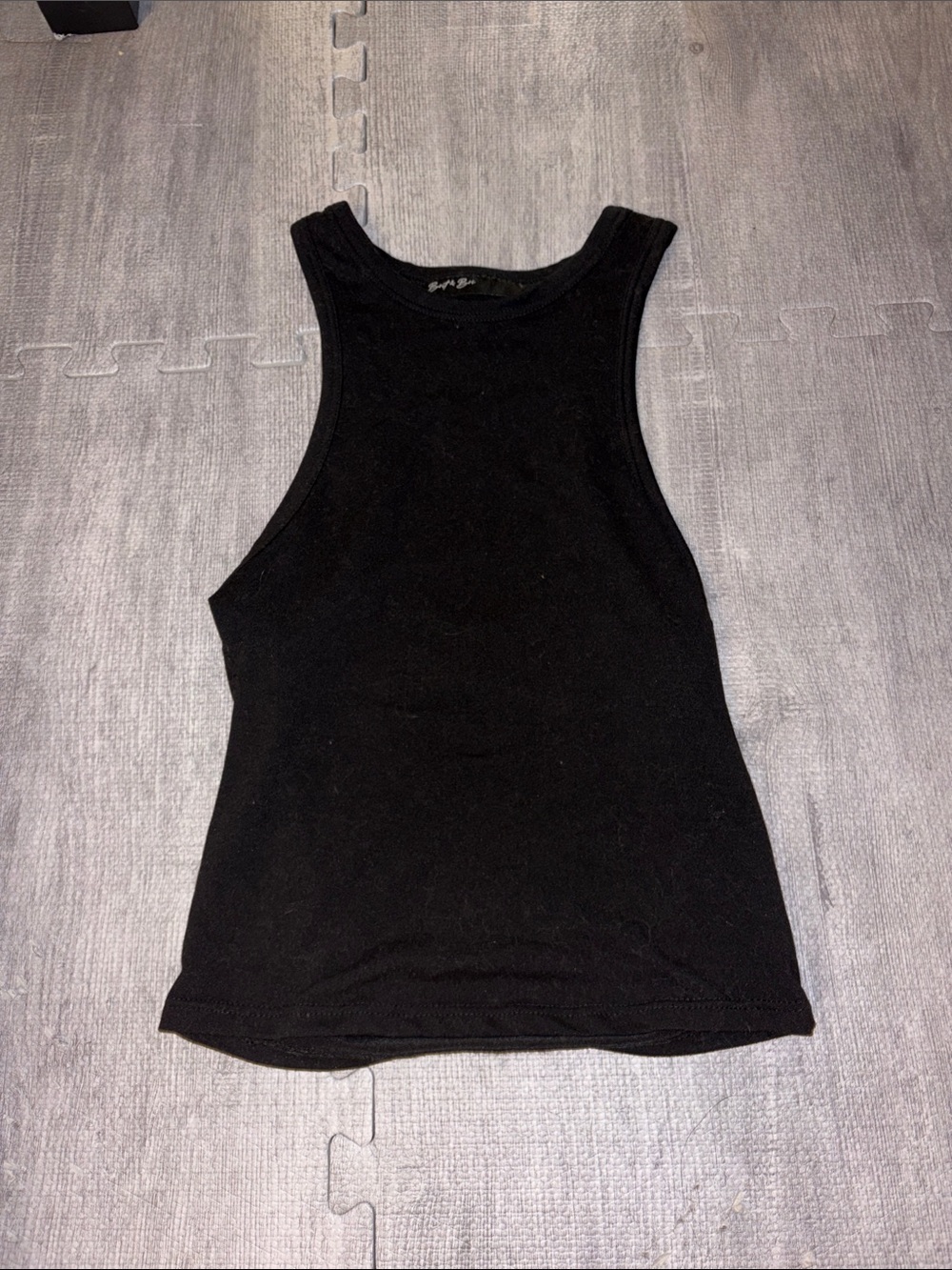 Women's Black Ribbed Racerback Tank Top